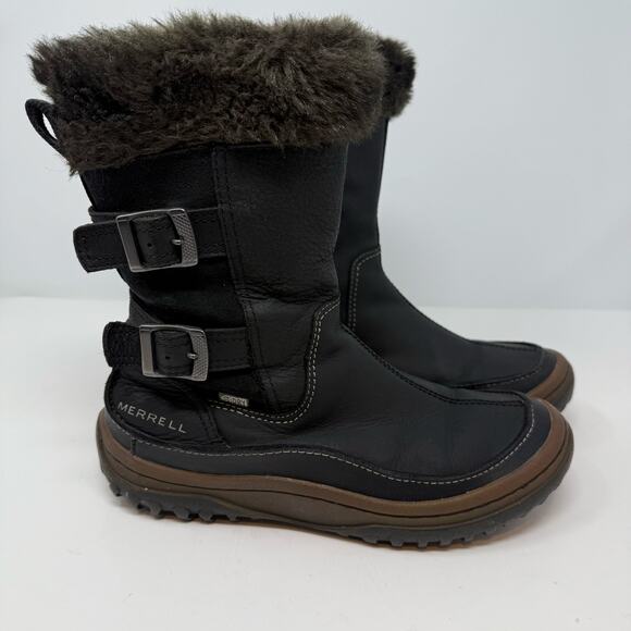 Merrell Winter Boots Women's 8.5 Black Decora Chant 200 Gram Insulation Dry Tech - Picture 1 of 12